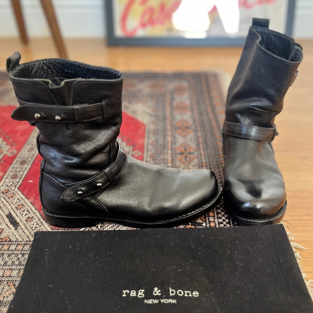 Rag & Bone Black Moto Boots Size 8 / IT38